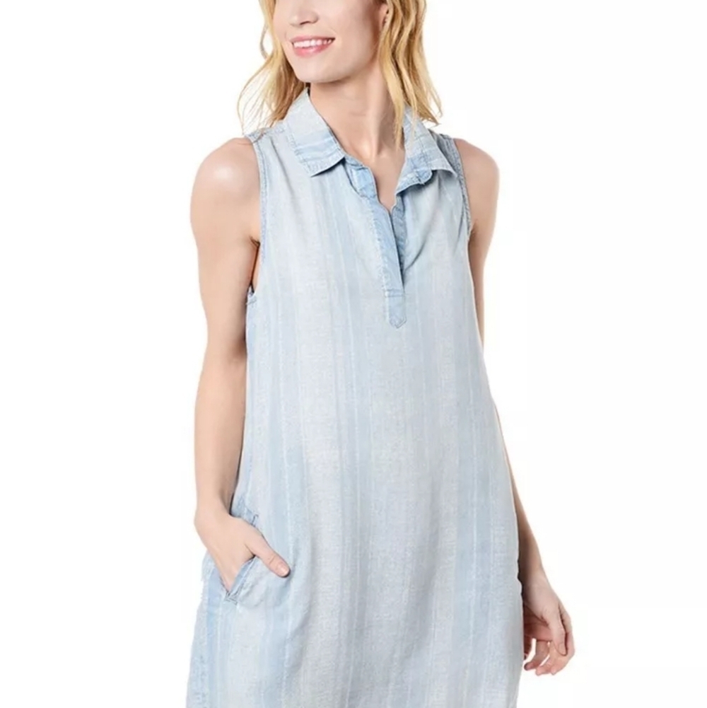 CLOTH & STONE Sz XS TENCEL SLEEVELESS Light Blue Sleeveless Dress